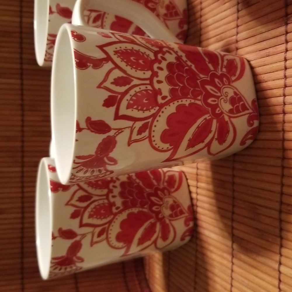 Set of x4 COVENTRY (fine China) "Floral Leaves" Porcelain Coffee Cups